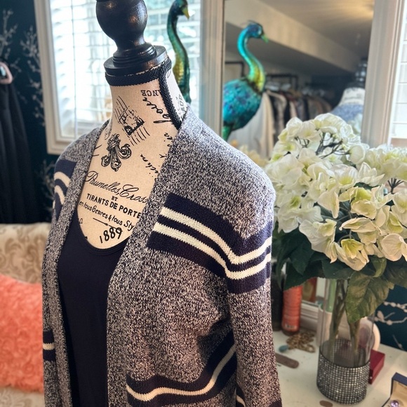 BEAUTIFUL, aerie , long blue and white cardigan, size S - Picture 3 of 13